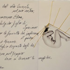 11 DEMETRA E LA FONDAZIONE DEI MISTERI- 2021 - 15 x 21 cm foto su carta cotone, manoscritto - ricamo filo oro - E 1-25