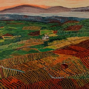 STEFANO FURLANETTO viugneti delle langhe , olio su tela cm 60x120