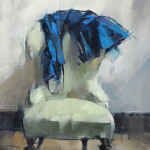 BLU DRESS AND GREEN CHAIR | Olio su lino,